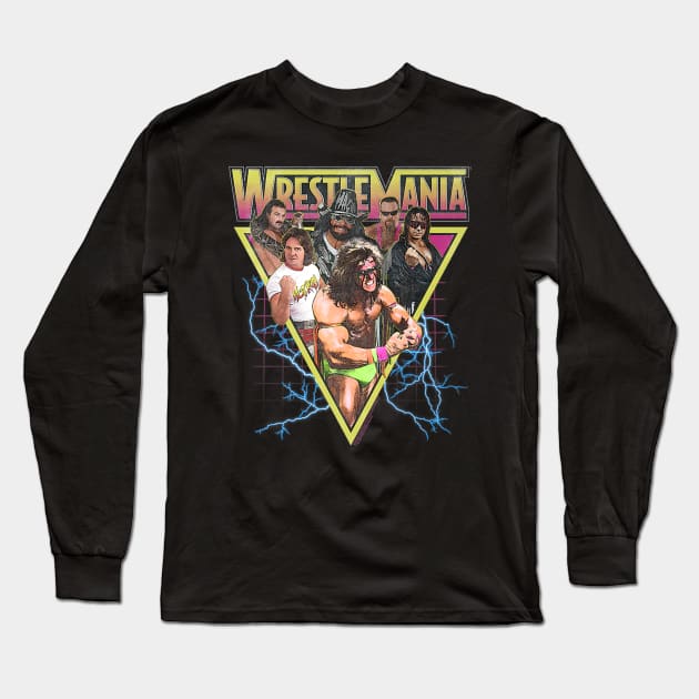 Group Shot Vintage Wrestlemania Long Sleeve T-Shirt by Holman